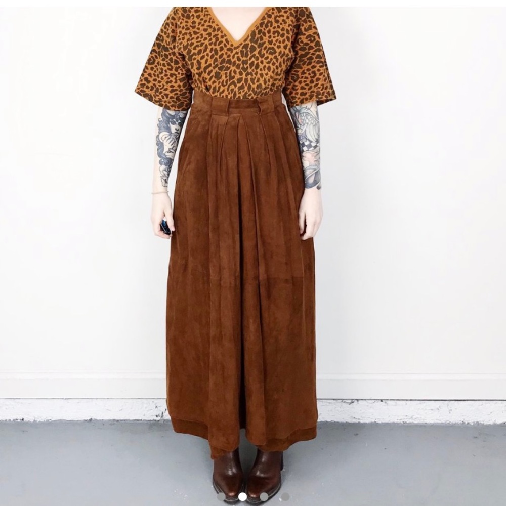 Vintage 70s Suede Maxi Skirt